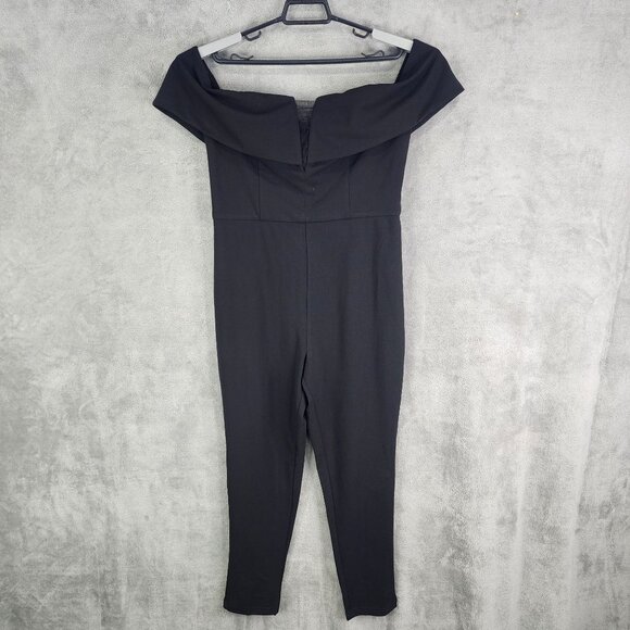 Womens Sugar Poison Off-Shoulder Black Jumpsuit Slim Fit Elegant Design Size L - Picture 2 of 12